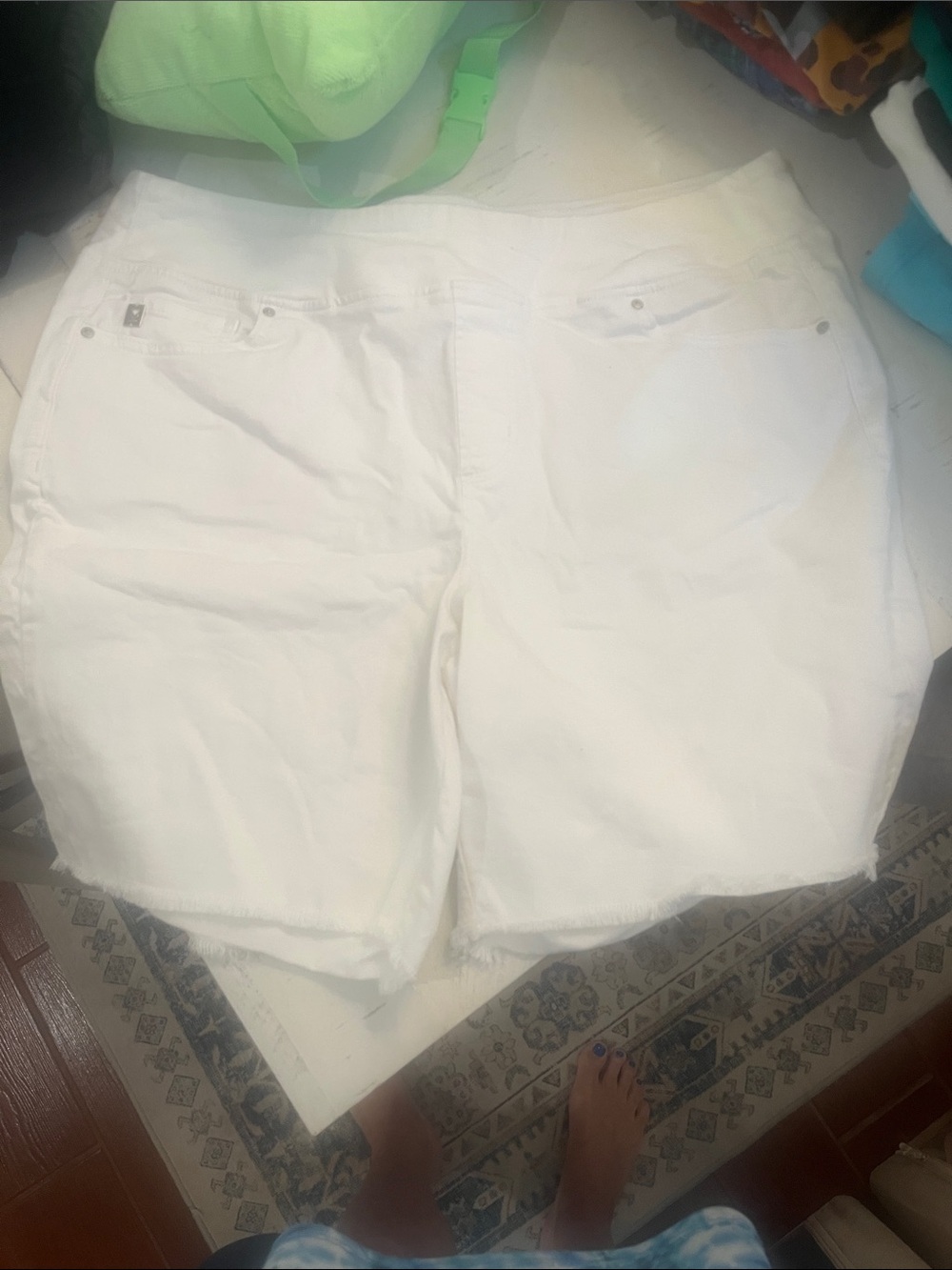 Belle by Kim Gravel White Denim Bermuda Shorts